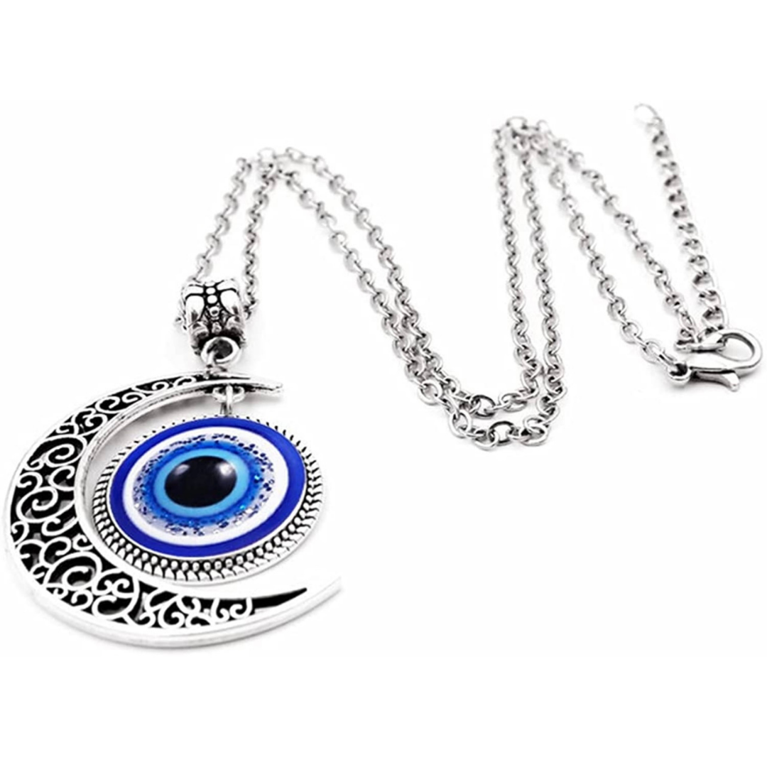 Evil Eye Crescent Moon Necklace