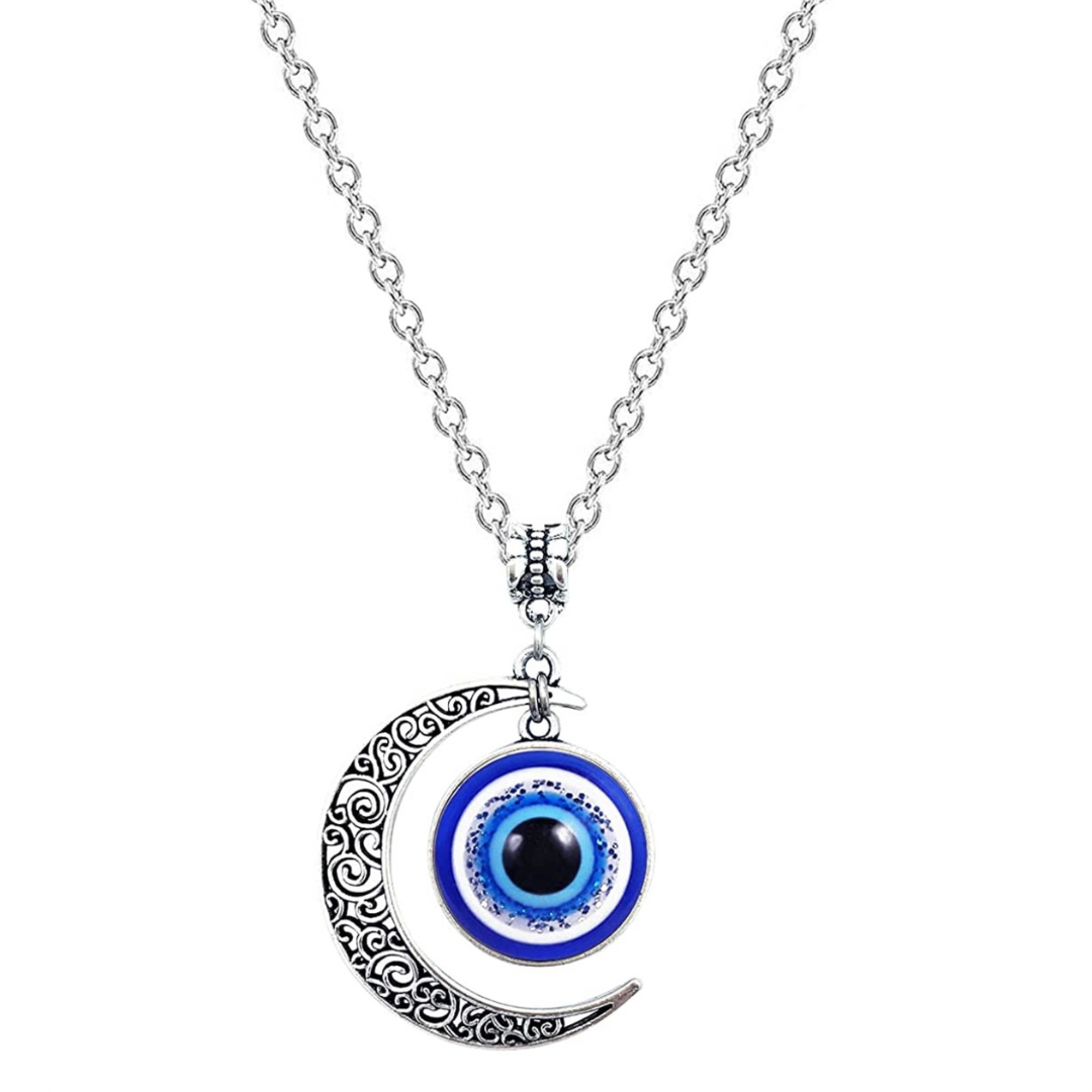 Evil Eye Crescent Moon Necklace